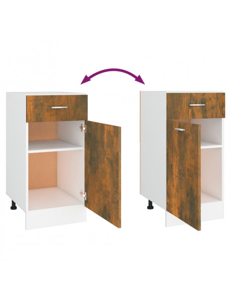 Mobile con Cassetto Rovere Fumo 40x46x81,5 cm Legno Multistrato