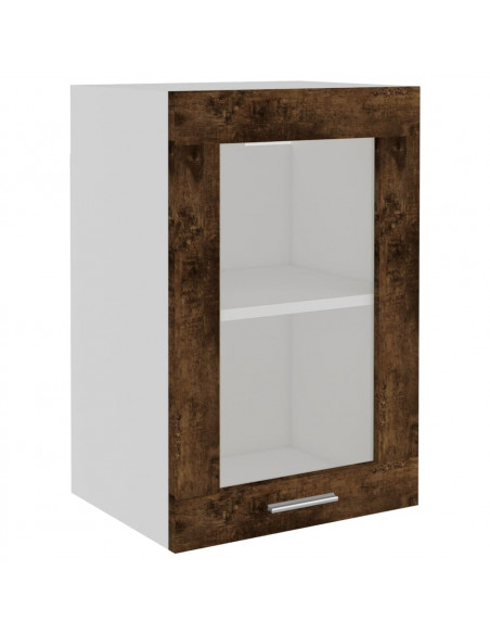 Mobile Pensile Vetro Rovere Fumo 40x31x60 cm Legno Multistrato