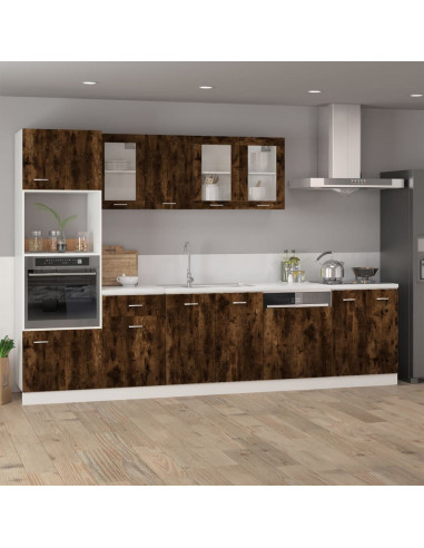 Mobile Pensile Vetro Rovere Fumo 40x31x60 cm Legno Multistrato