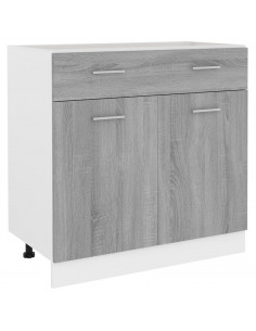 Mobile con Cassetto Grigio Sonoma 80x46x81,5 Legno Multistrato 2