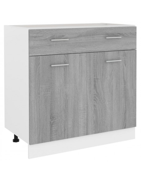 Mobile con Cassetto Grigio Sonoma 80x46x81,5 Legno Multistrato