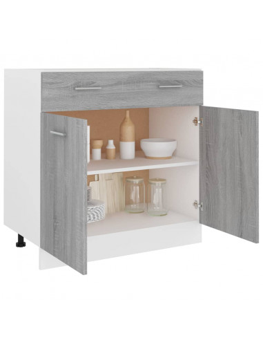 Mobile con Cassetto Grigio Sonoma 80x46x81,5 Legno Multistrato
