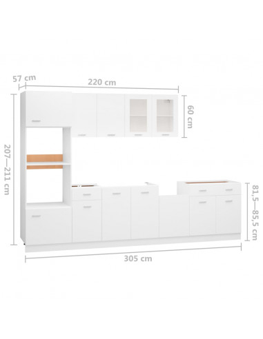 Set Armadi da Cucina 7 pz Bianco in Truciolato