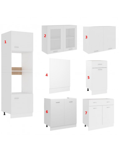 Set Armadi da Cucina 7 pz Bianco in Truciolato