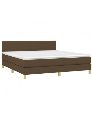Letto a Molle Materasso e LED Marrone Scuro 160x200 cm Tessuto