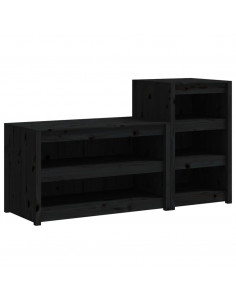 Mobili da Cucina da Esterno 2 pz Neri in Legno Massello di Pino 2