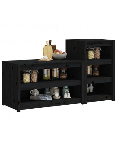 Mobili da Cucina da Esterno 2 pz Neri in Legno Massello di Pino