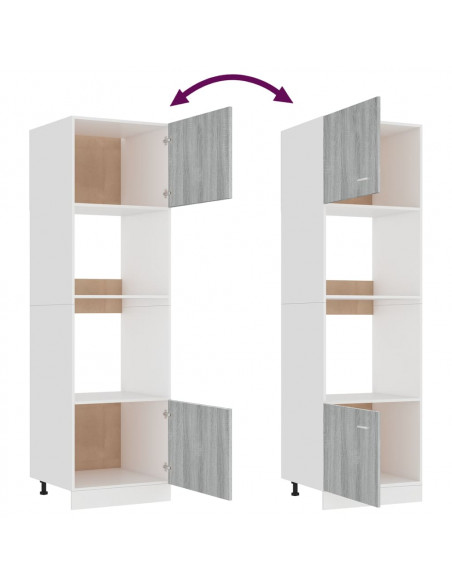 Armadio Microonde Grigio Sonoma 60x57x207 cm Legno Multistrato
