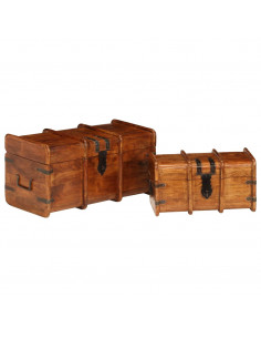 Set Forzieri 2 pz in Legno Massello di Acacia e Finitura Ambra 2