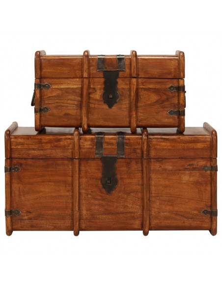 Set Forzieri 2 pz in Legno Massello di Acacia e Finitura Ambra
