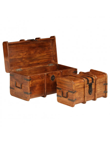 Set Forzieri 2 pz in Legno Massello di Acacia e Finitura Ambra