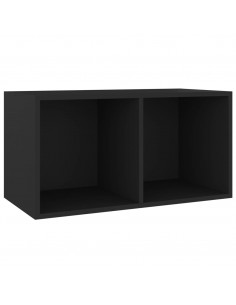 Contenitore per Vinili Nero 71x34x36 cm in Legno Multistrato 2