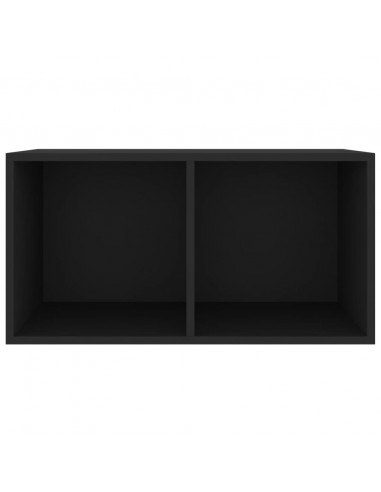 Contenitore per Vinili Nero 71x34x36 cm in Legno Multistrato