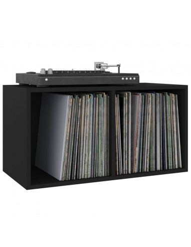 Contenitore per Vinili Nero 71x34x36 cm in Legno Multistrato