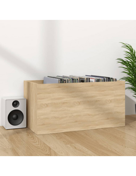 Contenitore per Vinili Rovere 71x34x36 cm in Legno Multistrato