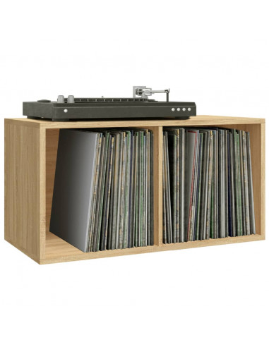 Contenitore per Vinili Rovere 71x34x36 cm in Legno Multistrato