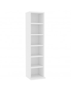 Mobile Porta CD Bianco 21x20x88 cm in Legno Multistrato 2