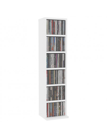 Mobile Porta CD Bianco 21x20x88 cm in Legno Multistrato
