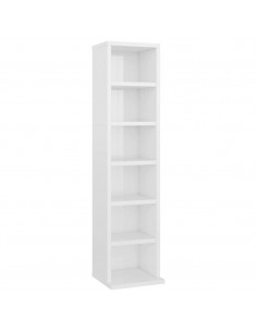 Mobile Porta CD Bianco Lucido 21x20x88 cm in Legno Multistrato 2