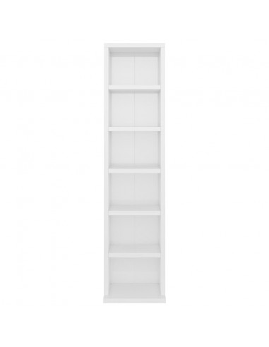 Mobile Porta CD Bianco Lucido 21x20x88 cm in Legno Multistrato