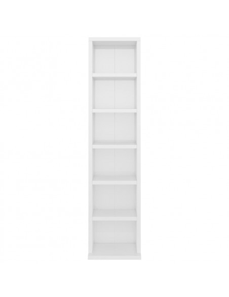 Mobile Porta CD Bianco Lucido 21x20x88 cm in Legno Multistrato