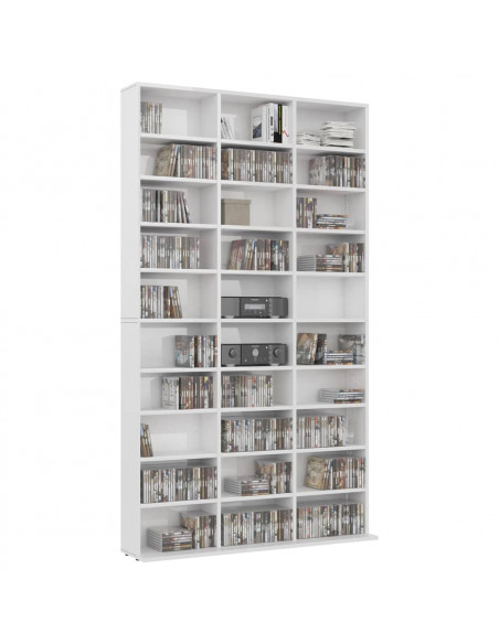 Mobile Porta TV Bianco Lucido 102x16x177,5 cm Legno Multistrato