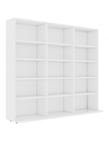 Armadietto Porta CD Bianco 102x23x89,5 cm in Legno Multistrato