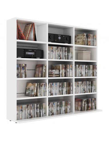 Armadietto Porta CD Bianco 102x23x89,5 cm in Legno Multistrato