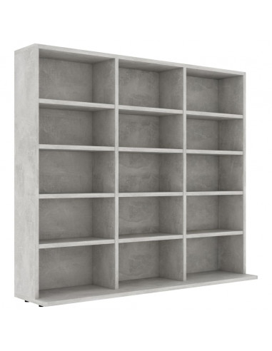 Mobile Porta CD Grigio Cemento 102x23x89,5 cm Legno Multistrato
