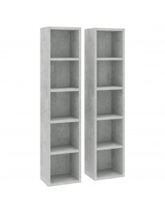 Scaffali CD 2pz Grigio Cemento 21x16x93,5 cm Legno Multistrato 2