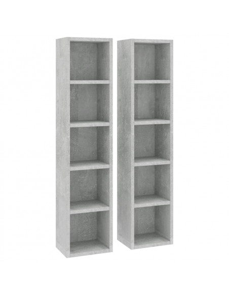Scaffali CD 2pz Grigio Cemento 21x16x93,5 cm Legno Multistrato