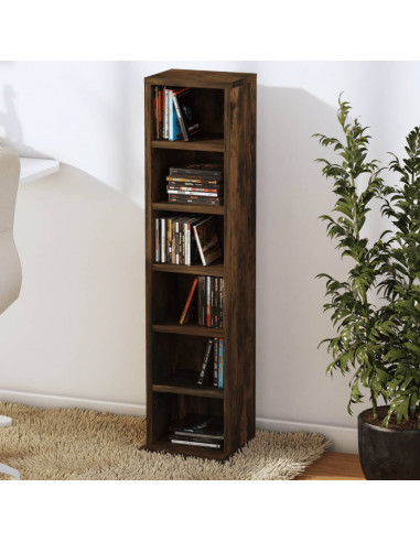 Mobile Porta CD Rovere Fumo 21x20x88 cm in Legno Multistrato