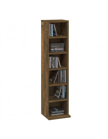 Mobile Porta CD Rovere Fumo 21x20x88 cm in Legno Multistrato