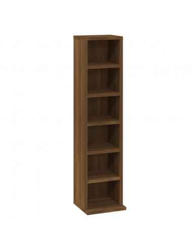 Mobile Porta CD Rovere Marrone 21x20x88 cm in Legno Multistrato
