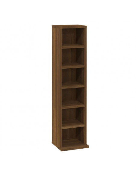 Mobile Porta CD Rovere Marrone 21x20x88 cm in Legno Multistrato