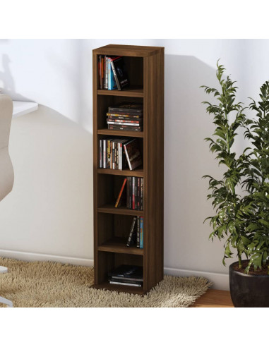 Mobile Porta CD Rovere Marrone 21x20x88 cm in Legno Multistrato