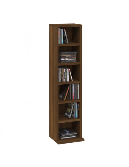 Mobile Porta CD Rovere Marrone 21x20x88 cm in Legno Multistrato