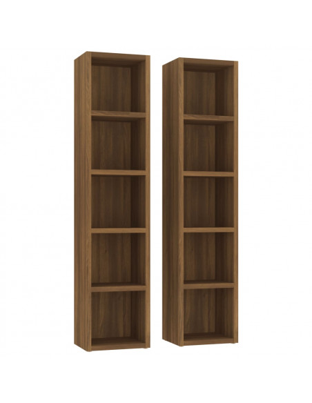 Mobili Porta CD 2pz Rovere Marrone 21x16x93,5 Legno Multistrato