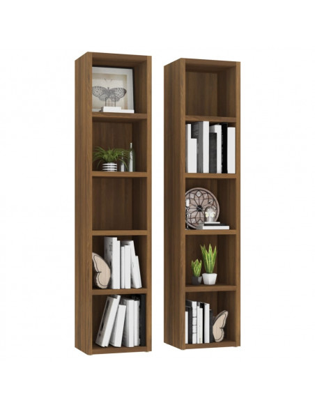 Mobili Porta CD 2pz Rovere Marrone 21x16x93,5 Legno Multistrato