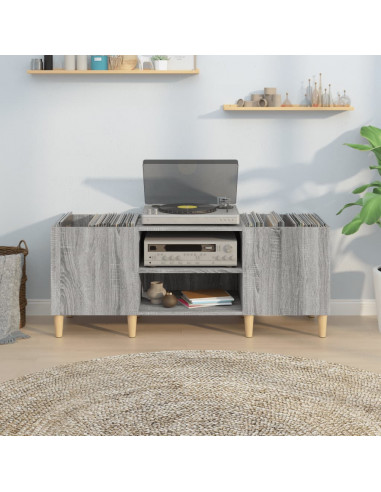 Mobile Porta Dischi Grigio Sonoma 121x38x48cm Legno Multistrato