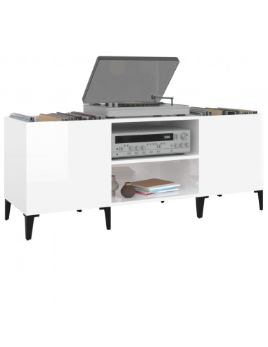 Mobile Porta Dischi Bianco 121x38x48 cm in Legno Multistrato