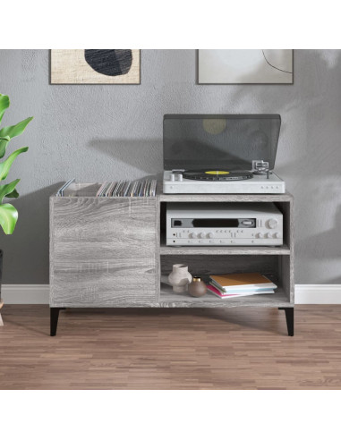 Mobile Porta Dischi Grigio Sonoma 84,5x38x48 Legno Multistrato