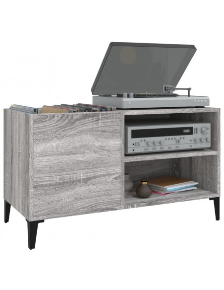 Mobile Porta Dischi Grigio Sonoma 84,5x38x48 Legno Multistrato