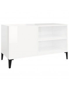 Mobile Porta Dischi Bianco Lucido 84,5x38x48 Legno Multistrato 2