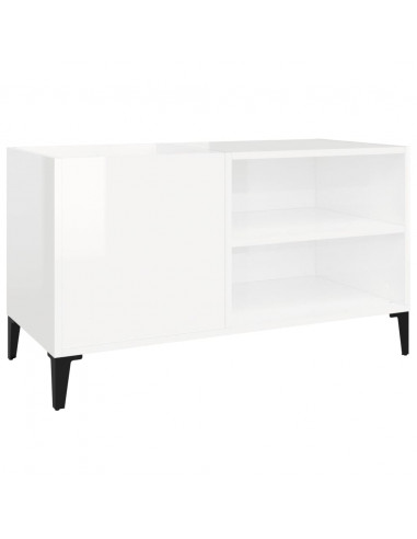 Mobile Porta Dischi Bianco Lucido 84,5x38x48 Legno Multistrato