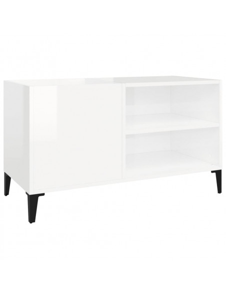 Mobile Porta Dischi Bianco Lucido 84,5x38x48 Legno Multistrato