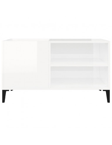 Mobile Porta Dischi Bianco Lucido 84,5x38x48 Legno Multistrato