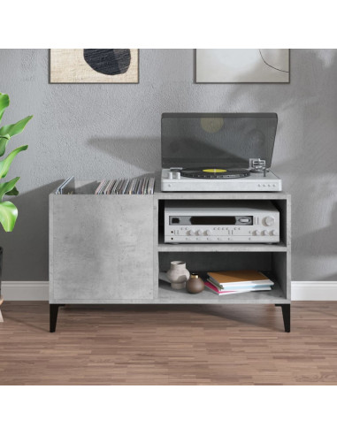 Mobile Porta Dischi Grigio Cemento 84,5x38x48 Legno Multistrato