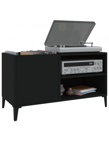 Mobile Porta Dischi Nero 84,5x38x48 cm in Legno Multistrato