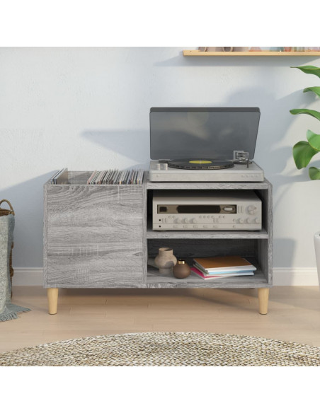 Mobile Porta Dischi Grigio Sonoma 84,5x38x48 Legno Multistrato